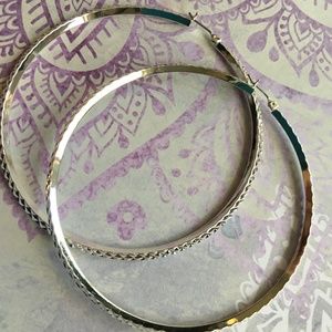BETSEY JOHNSON Oversized Silver Hoop Earrings BETSEY JOHNSON Oversized Silver Hoop Earrings
