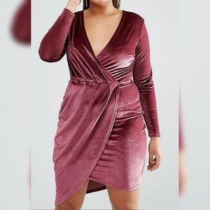 Club L Asymmetric Velvet Wrap Dress