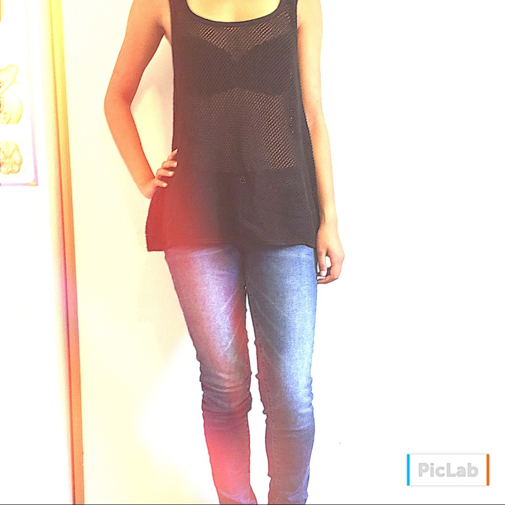 Guess Black Crochet Top / Bikini Cover-Up