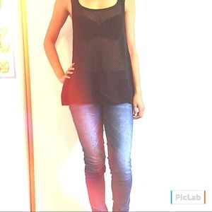 Guess Black Crochet Top / Bikini Cover-Up