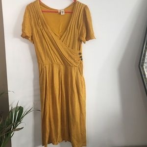 Anthropologie size small mustard yellow moth dress