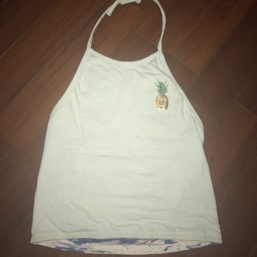 Reversible halter crop top