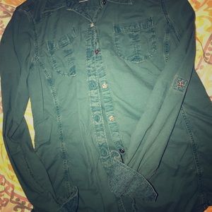 Teal button up