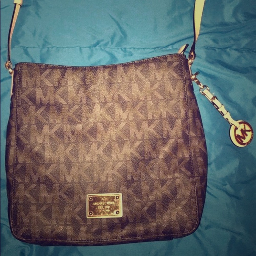 Authentic MK Large Jet Set Brown Messenger Bag