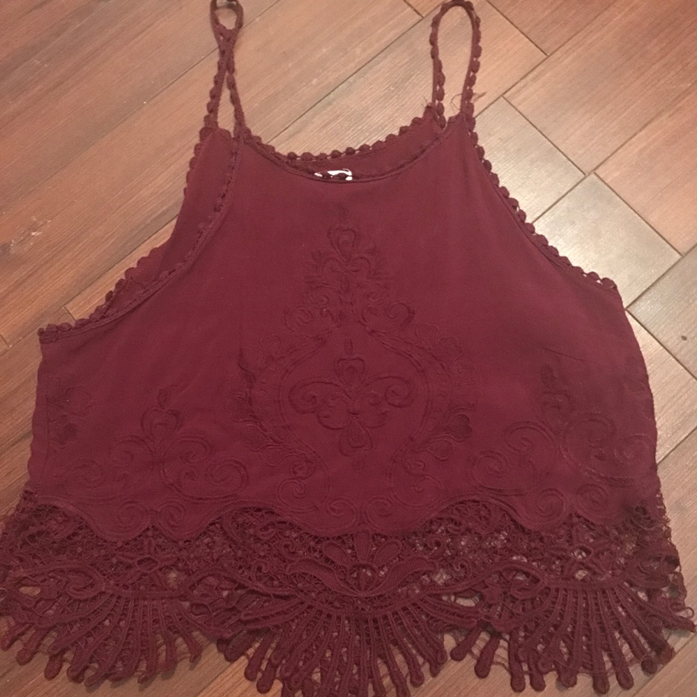 Burgundy halter crop top