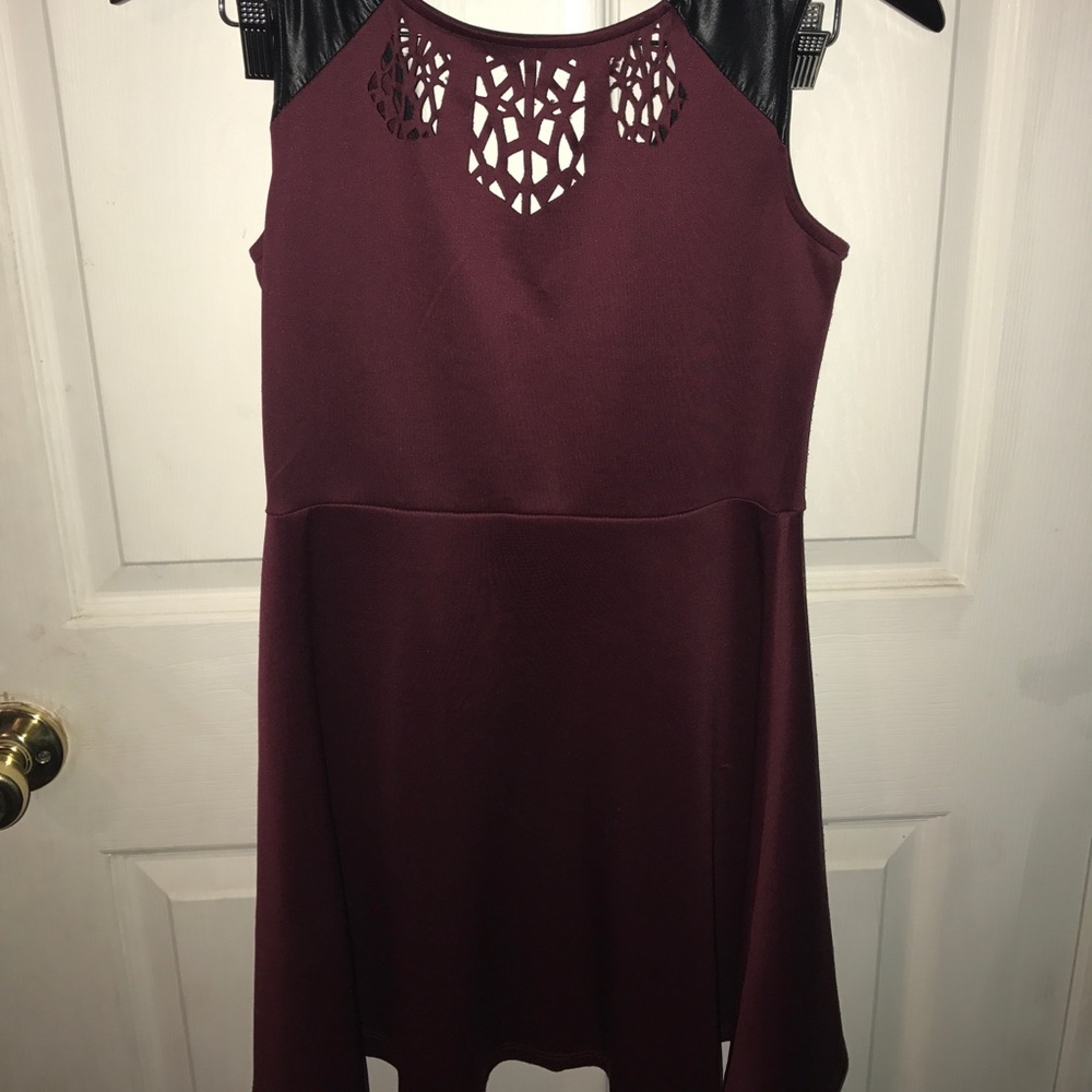 Burgundy dress with cut out back