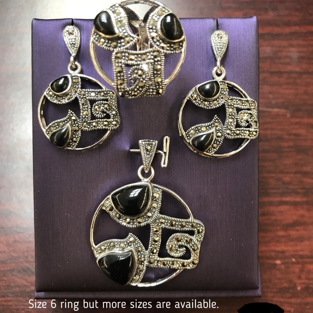 925 Silver Set with Real Onyx