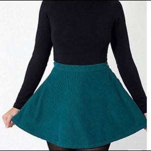 American Apparel Green Corduroy Circle Skirt