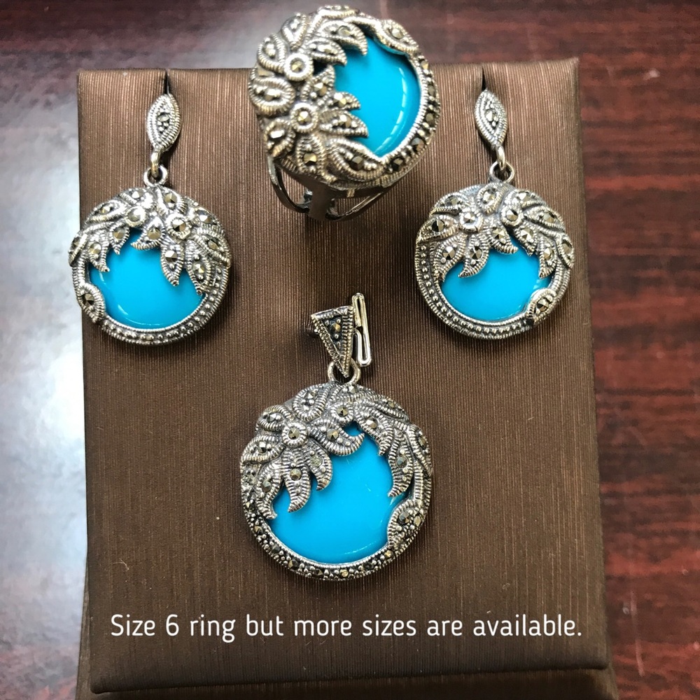 925 silver set with real Turquoise