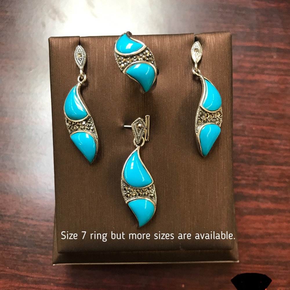 925 Silver Set with real Turquoise