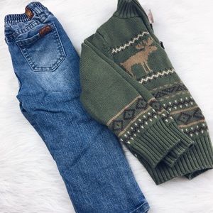 7 for all Mankind skinny jeans and preppy sweater
