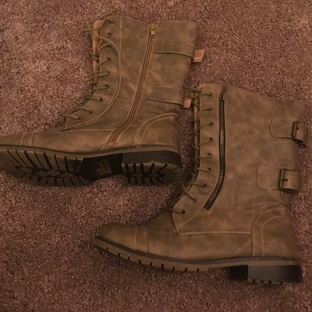 Brown combat boots