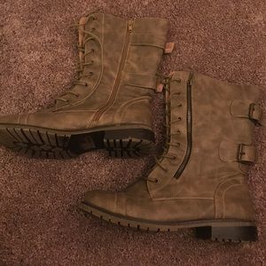 Brown combat boots