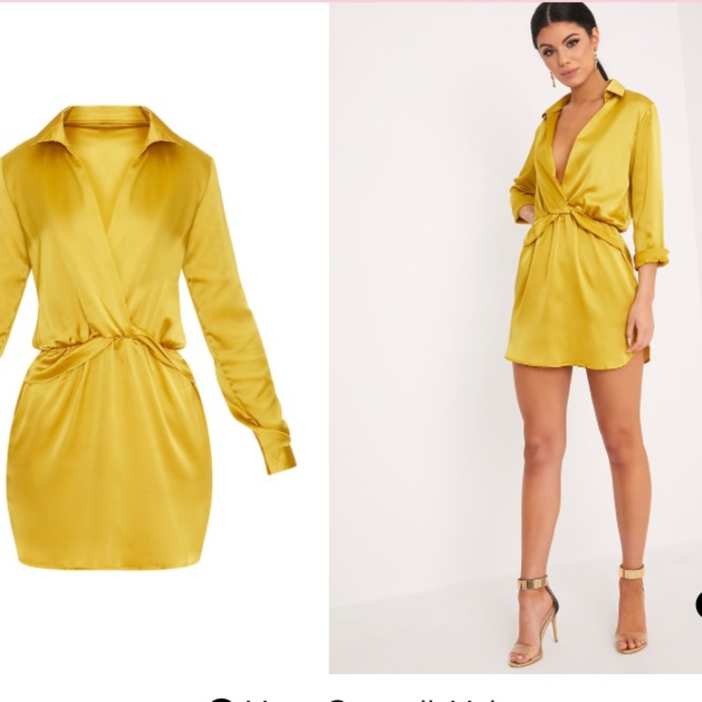 Mustard yellow silk dress