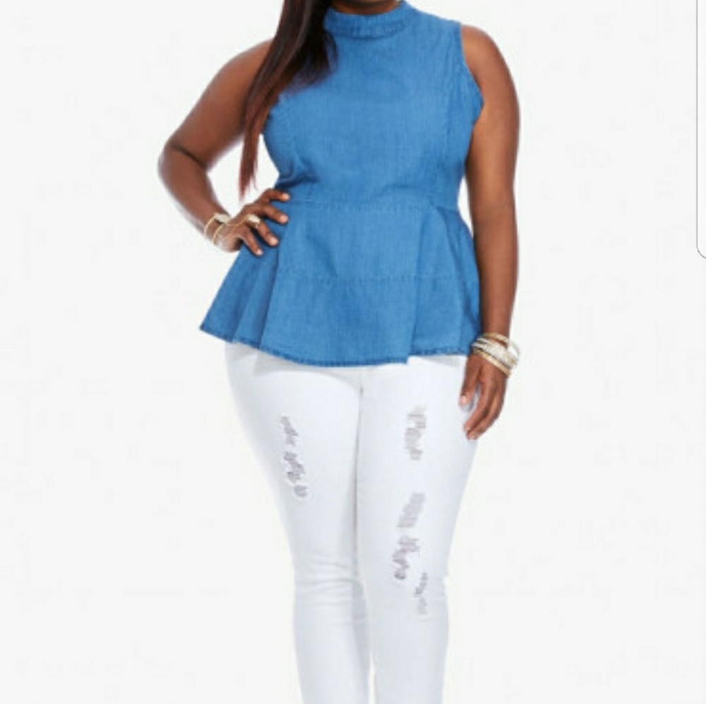 NWT Denim Peplum Top