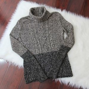 Gray Colorblock Marled Yak Wool Turtleneck Sweater Gray Colorblock Marled Yak Wool Turtleneck Sweater