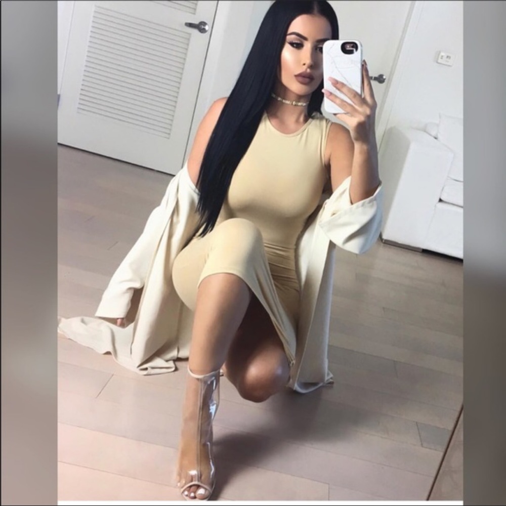 Rose Gold Clear Trasparente Tall High Heeled Boots - Picture 4 of 6