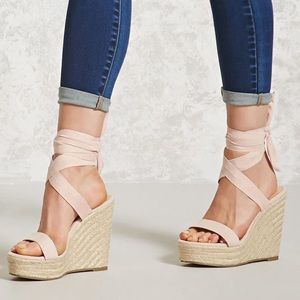 F21 Wrap Around Heels in Baby Pink F21 Wrap Around Heels in Baby Pink