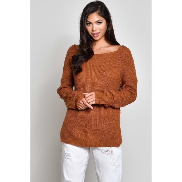 •LAST 1• Rust Reversible Cross Front Back Sweater - Picture 4 of 4