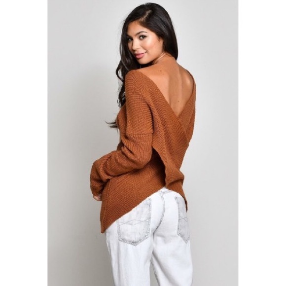•LAST 1• Rust Reversible Cross Front Back Sweater - Picture 3 of 4
