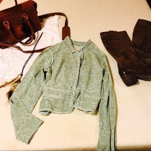 🍂FREE PEOPLE PAISLEY GREEN LIME SWEATER JACKET 🍂FREE PEOPLE PAISLEY GREEN LIME SWEATER JACKET