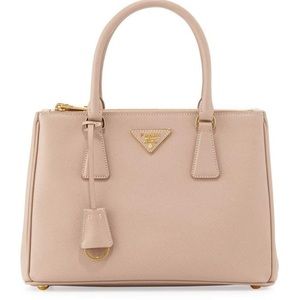 Prada Saffiano Lux Small DoubleZip Tote Bag, Blush Prada Saffiano Lux Small DoubleZip Tote Bag, Blush