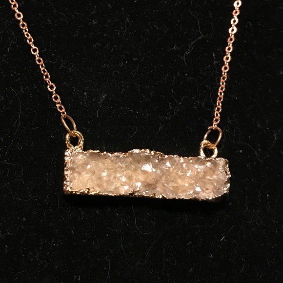 18k rose gold electroplated natural solar Druzy - Picture 1 of 7