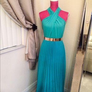 Turquoise mint halter banded dress