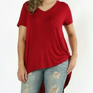 Hi Low Top Plus Size V-Neck