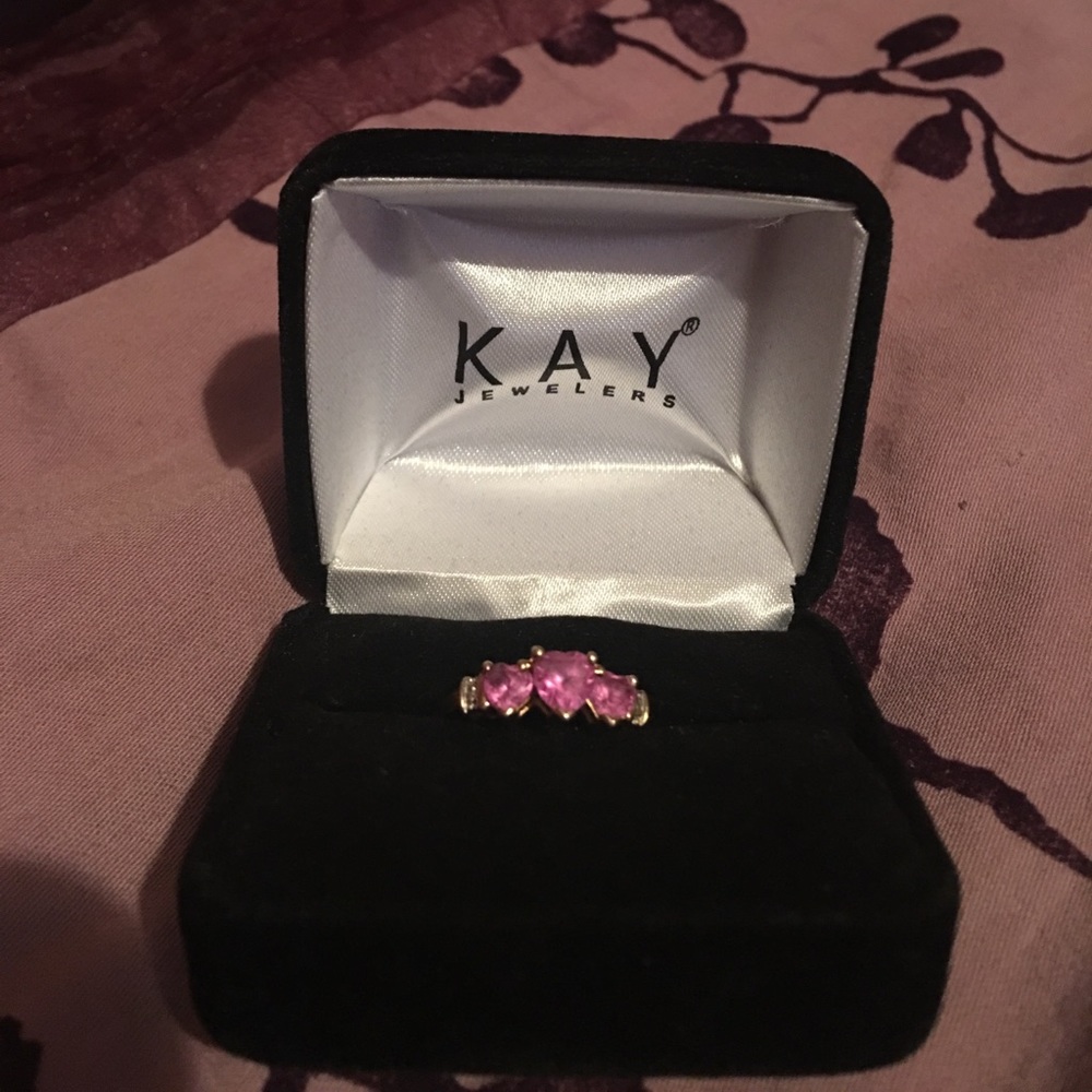 Kay Jewelers pink hearts gold ring