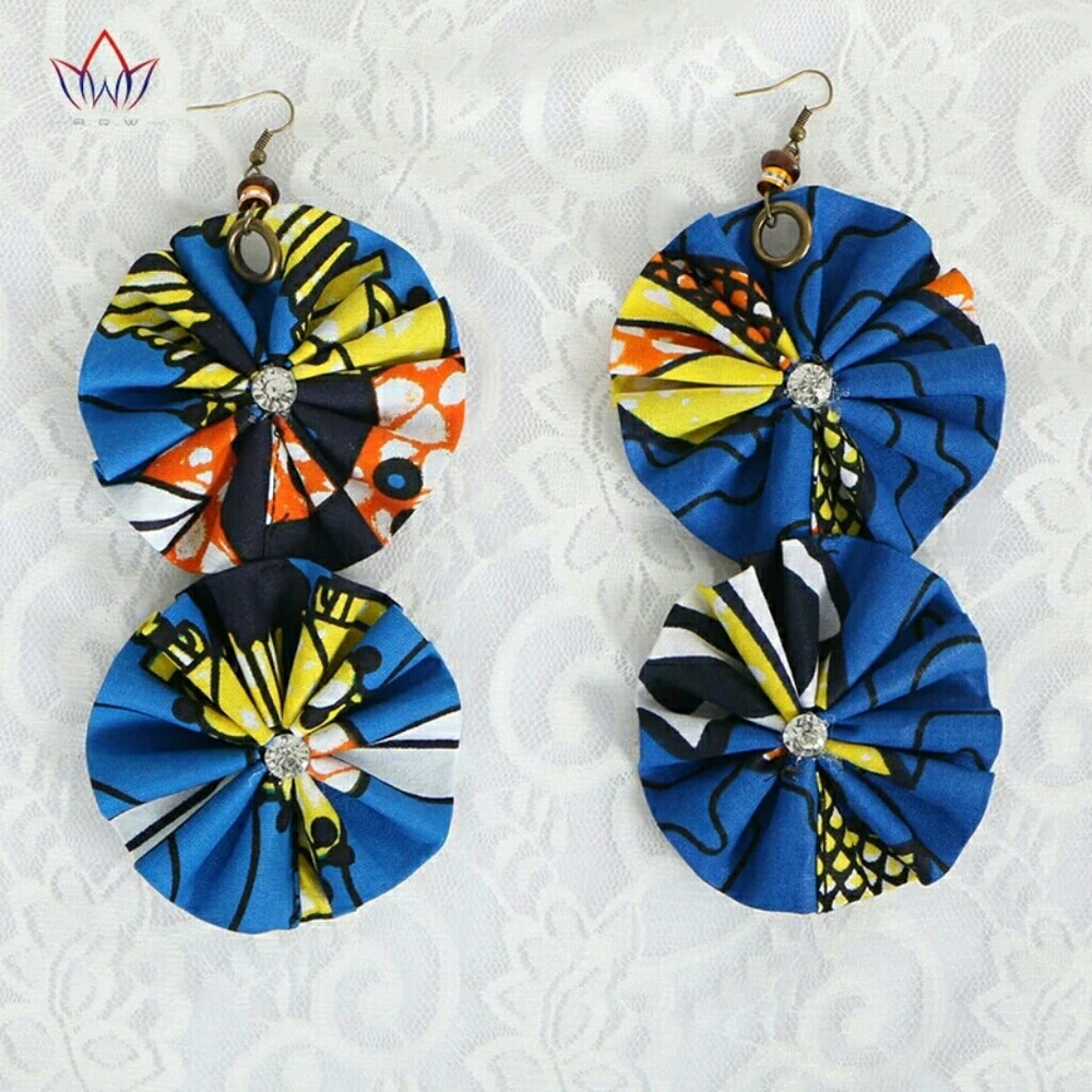 African Wax Fabric Drop Earrings