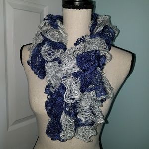 Navy and Silver Knitted Scarf Navy and Silver Knitted Scarf