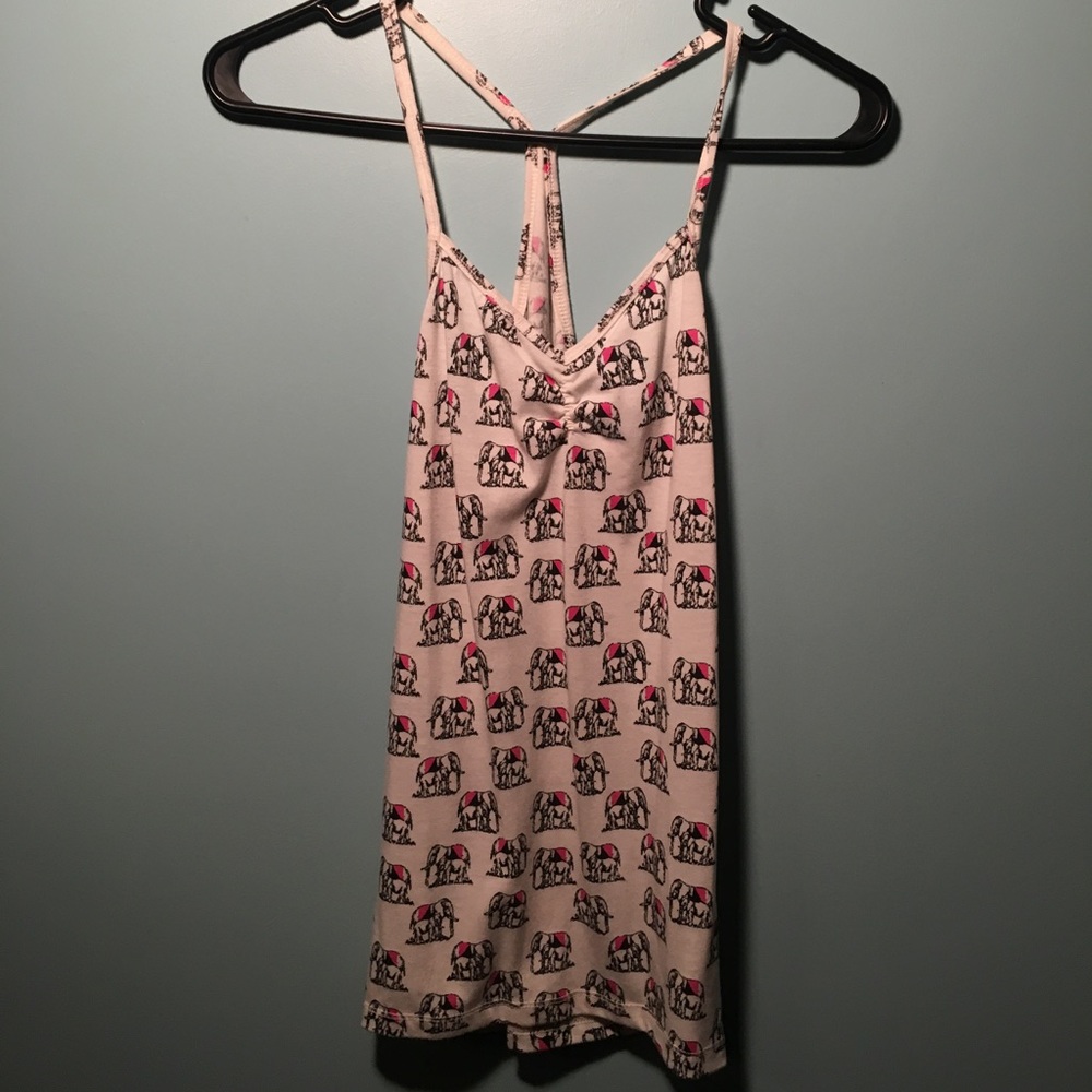 elephant patterned, cross strap tank top,