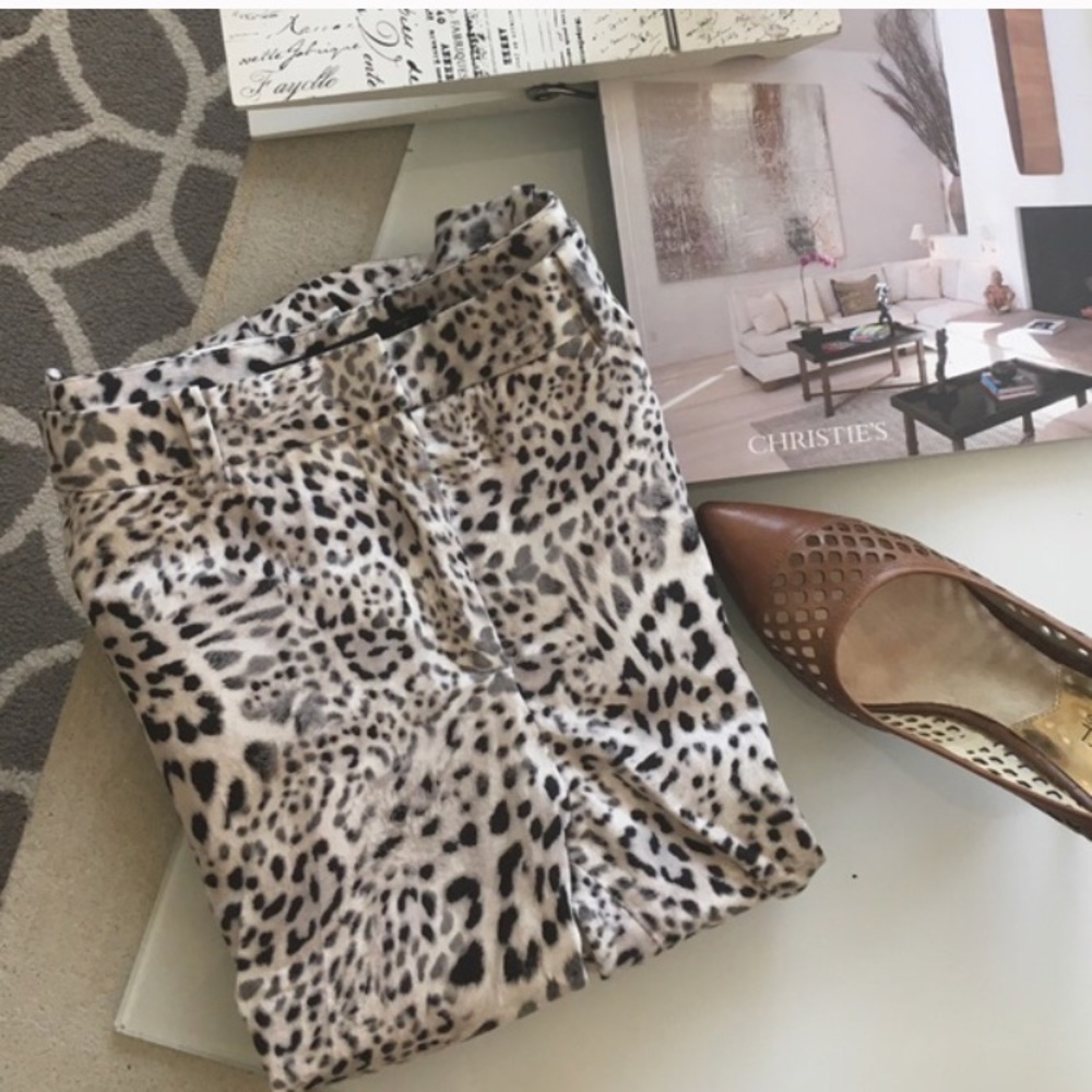 Zara Black & White Leopard Trousers