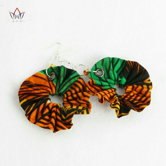 African Wax Fabric Earrings - Picture 2 of 4