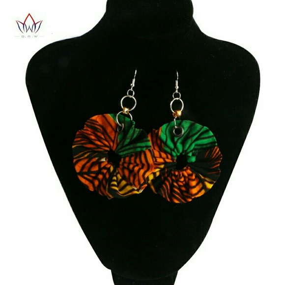 African Wax Fabric Earrings - Picture 3 of 4