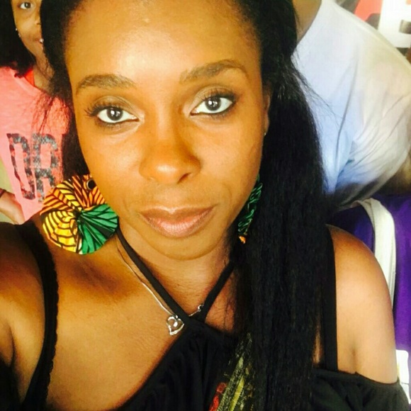 African Wax Fabric Earrings - Picture 4 of 4