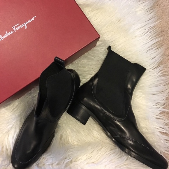 Salvatore Ferragamo Shoes - Salvatore Ferragamo Black Calf Boots - Size 11