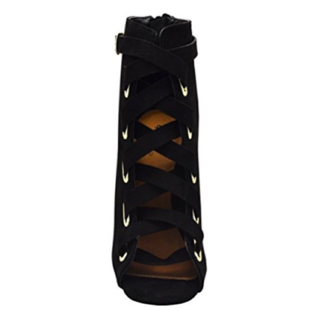 Chunky heel corset peep toe booties - Picture 3 of 6