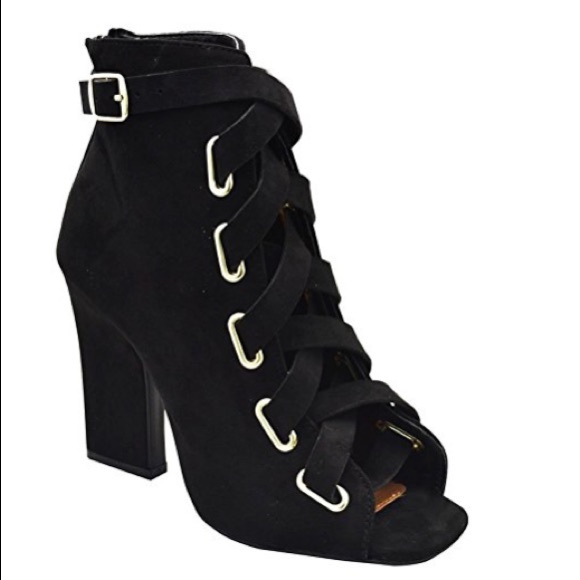 Chunky heel corset peep toe booties - Picture 4 of 6