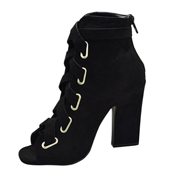 Chunky heel corset peep toe booties - Picture 5 of 6