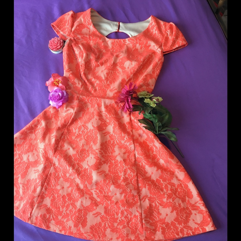 Orange/salmon lace dress