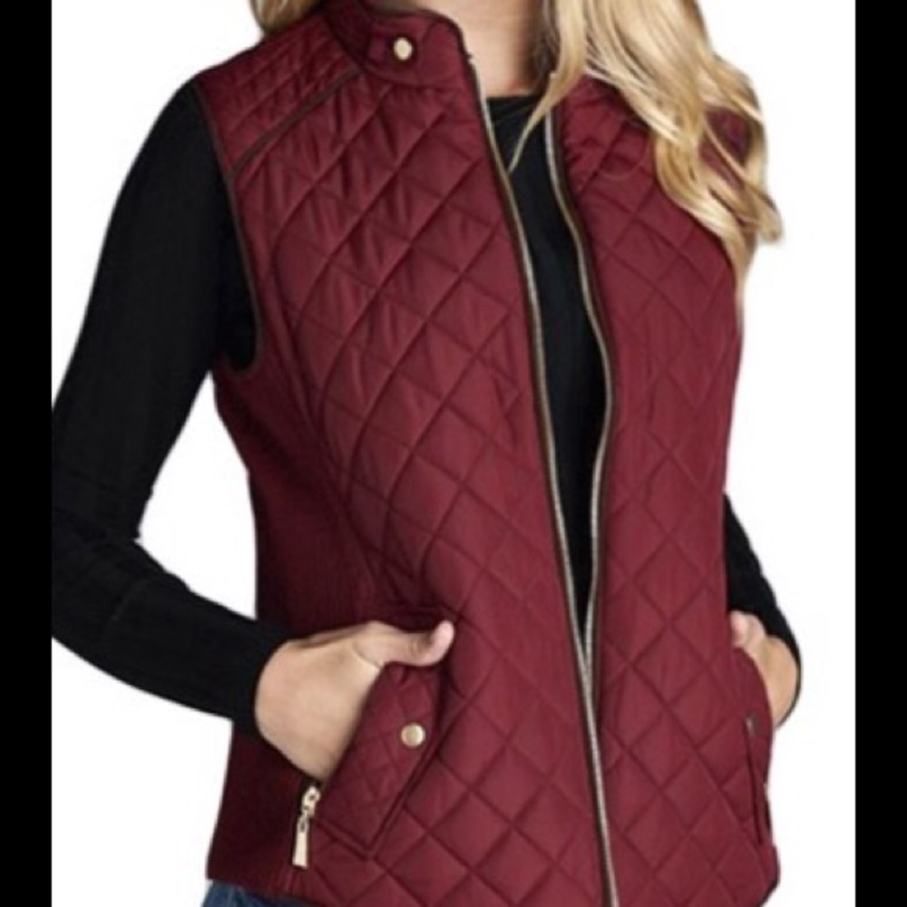 ✳️ Quilted Puffer Vest  (Burgundy)