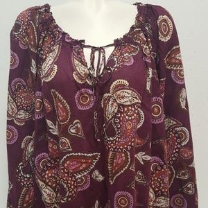 Merona Plus Size 2 Long Sleeve Paisley Blouse Merona Plus Size 2 Long Sleeve Paisley Blouse