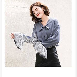 Women Gray Ruffled Blouse