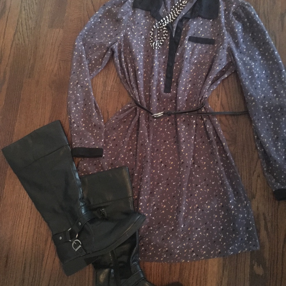 DRESS, GREY FLORAL SHORT DRESS