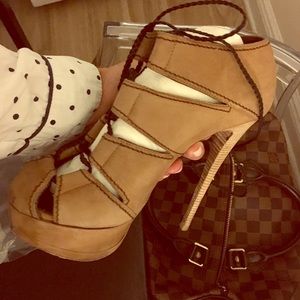 Giuseppe's Caged Bootie Lace Up Heel