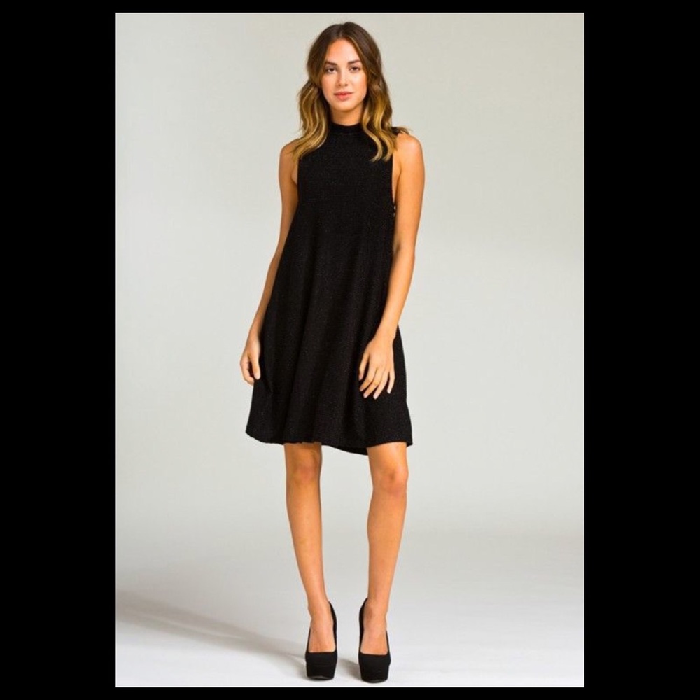 Forever 21 Black Sleeveless, Mock Neck Dress, Sz L