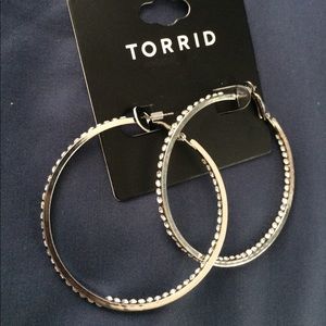 NWT. Rhinestone Hoop Earrings.