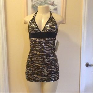 Black & Copper Mini Dress